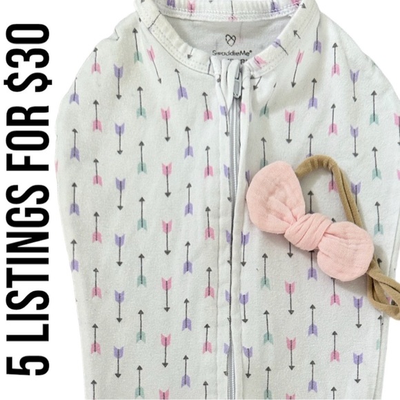 SwaddleMe Newborn Sleep Sack Swaddle and matching hair piece - Picture 2 of 13